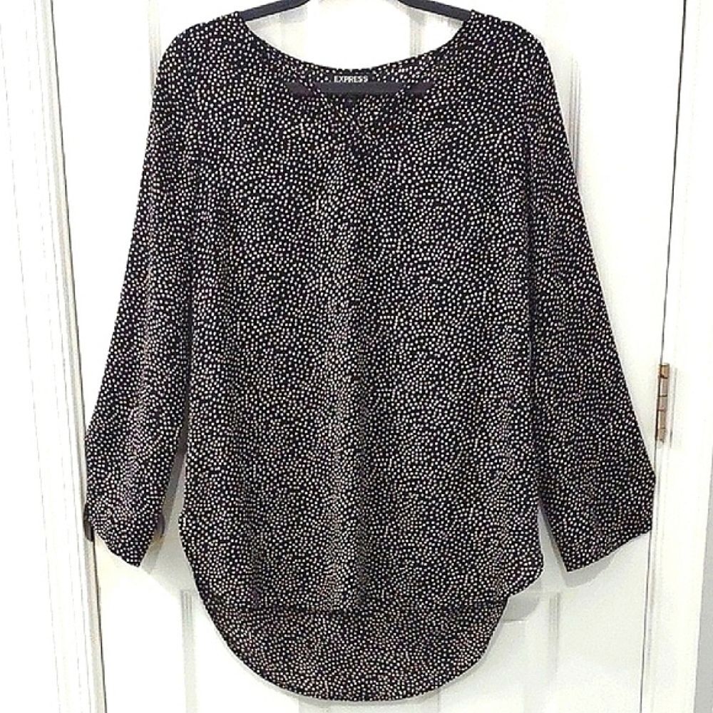 Express Micro Dot Tunic Dress Blouse Size S